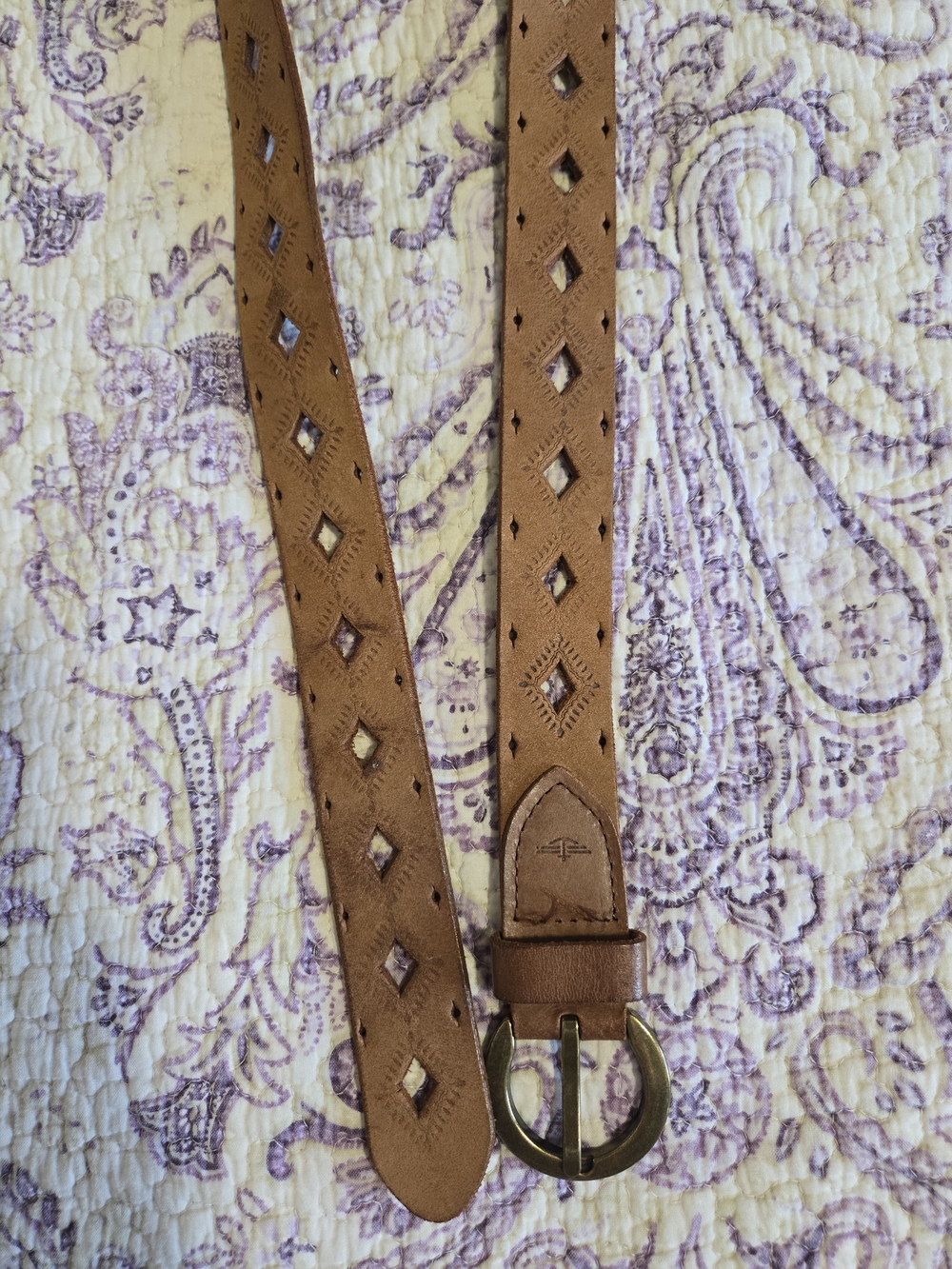 Tan Perforated Leather Women’s Belt